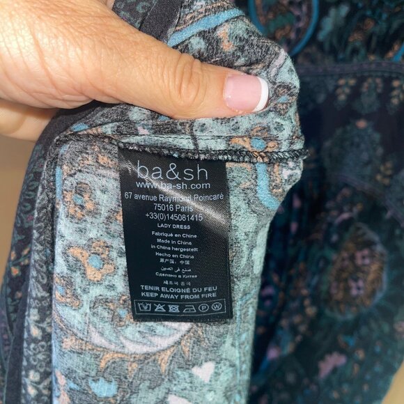 Ba sh Womens Dress Size 8 Black Zael Panelled Waist Paisley Midi Pure Viscose - Picture 6 of 11